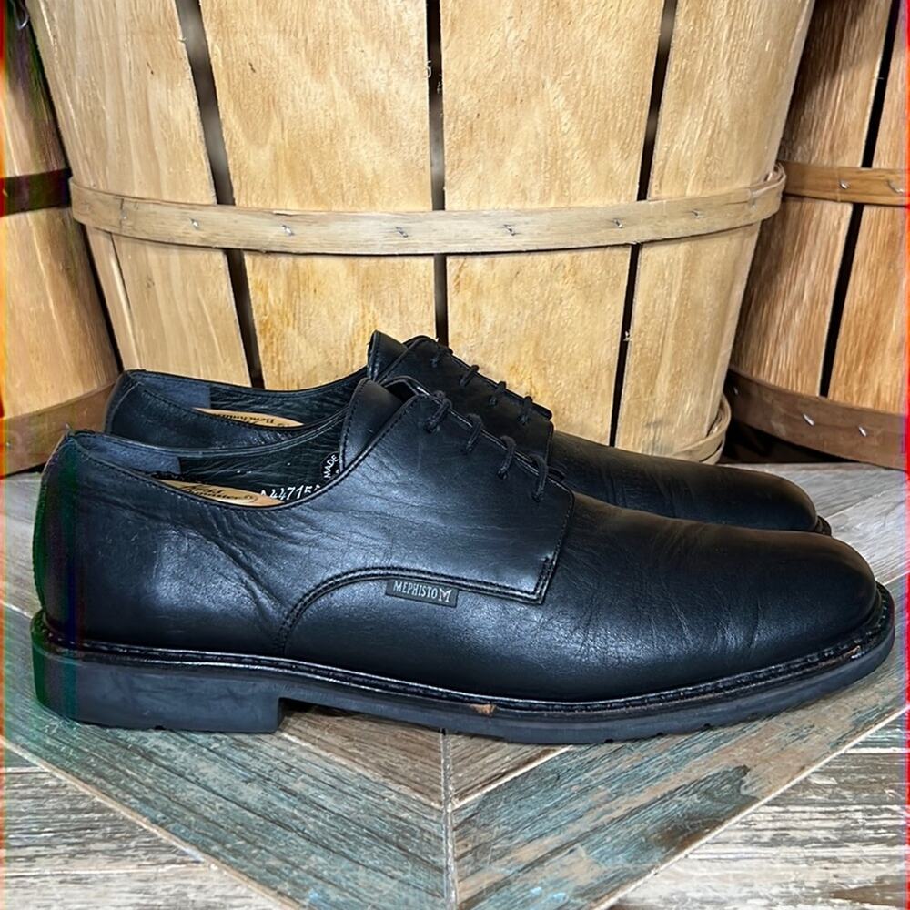 Mephisto Marlon Black Leather Lace-Up Comfort Derby Oxfords Shoes Mens Size 11.5